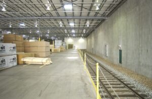 Warehouse loading/off loading rail track 
