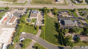 MEDICAL LAND SITE FOR SALE - Looking north with lot line